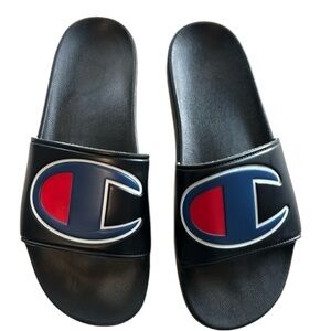 Champion‎ Black Slip On Slides - size 12 Athletic Beach Surfer